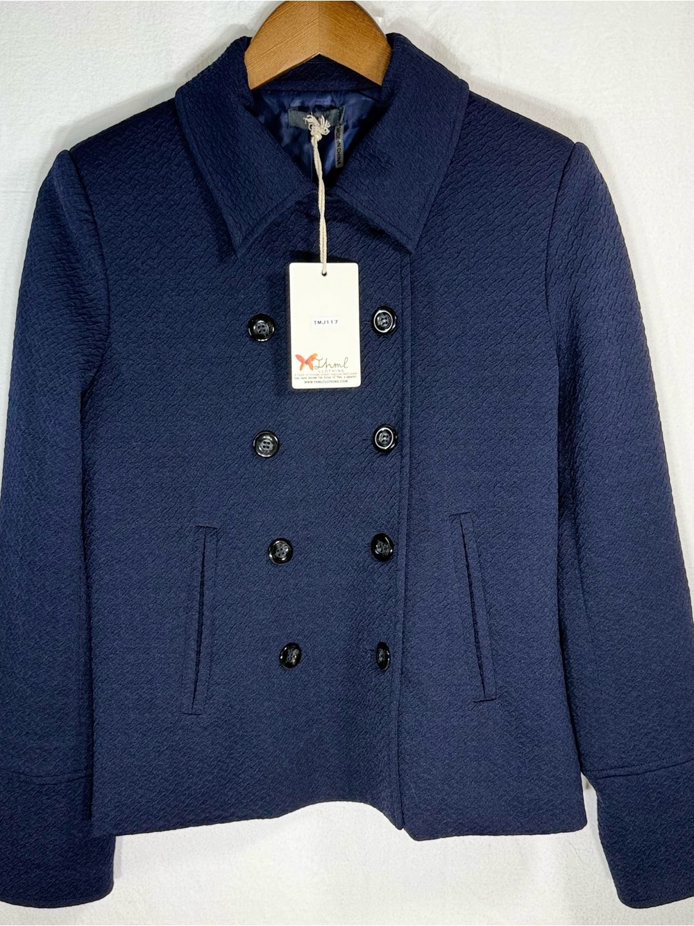 THML Women's Double-Breasted Navy Peacoat